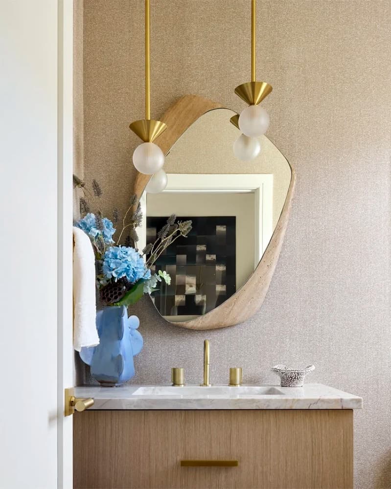 Layered powder room with tailored millwork